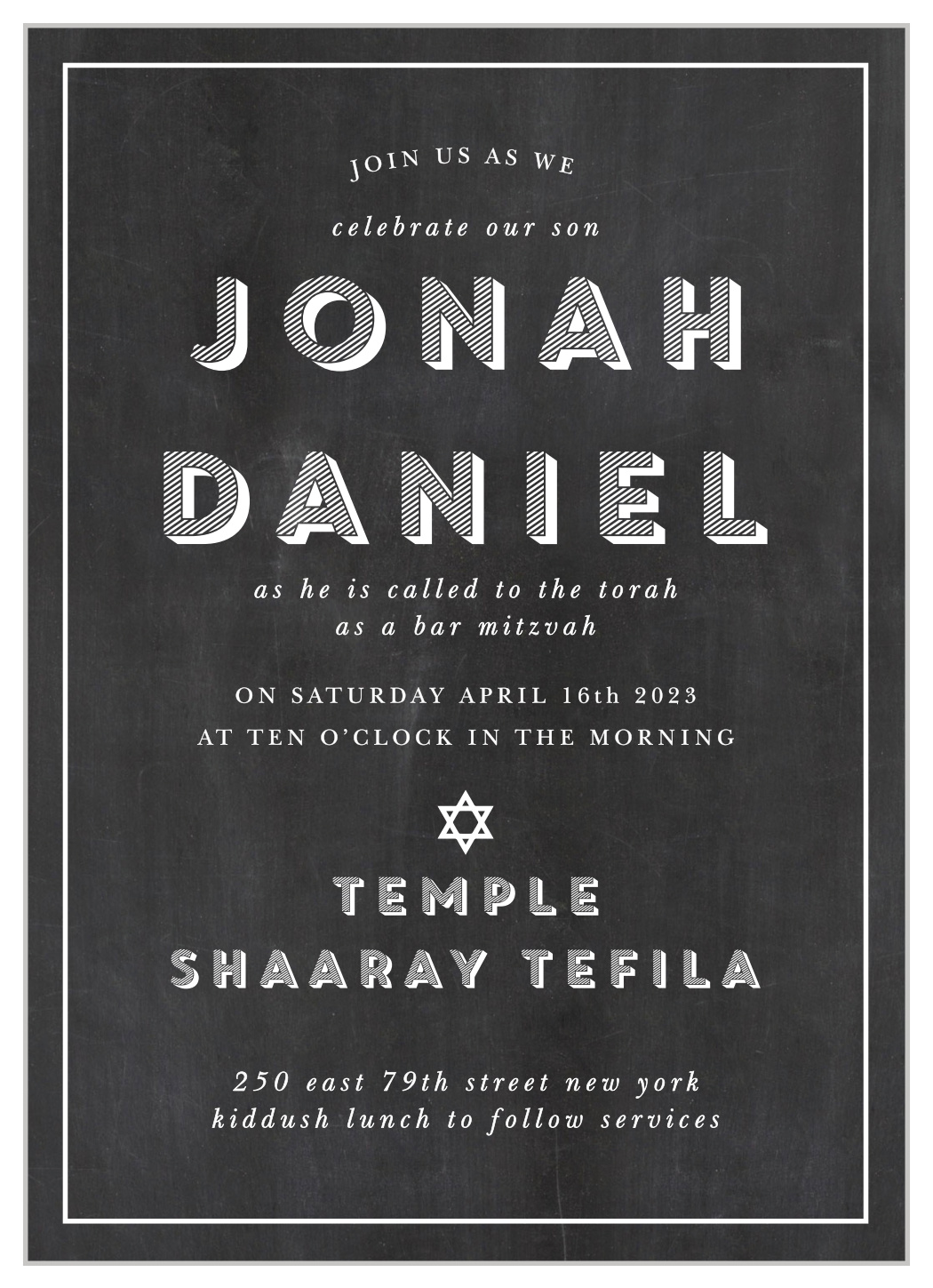 Chalk Board Bar Mitzvah Invitations