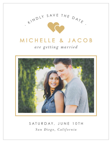 Be sure family and friends will mark their calendars for your wedding when you send out our Double Hearts Save the Date Magnets.