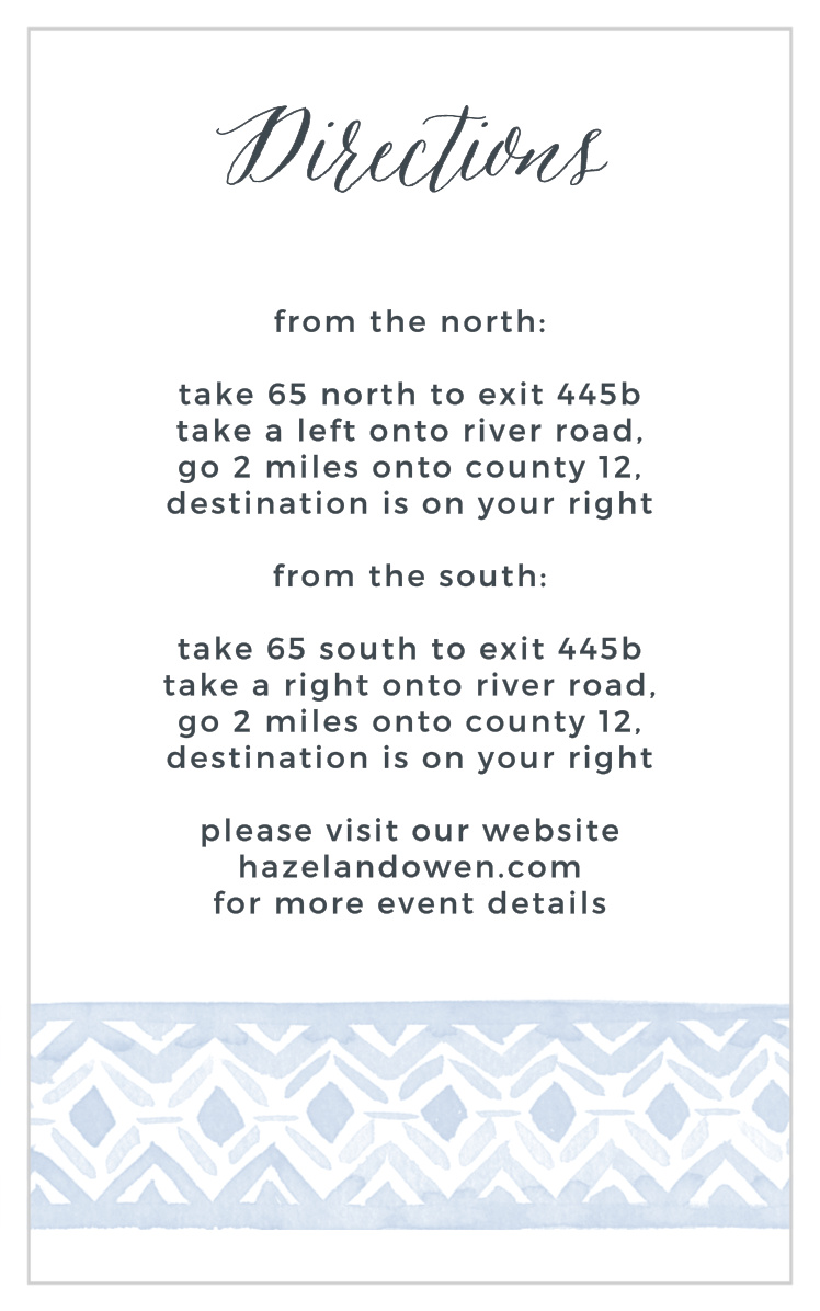 Watercolor Ikat Bat Mitzvah Direction Cards