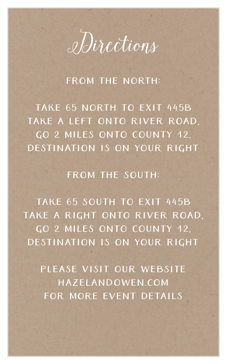 Rustic Party Bat Mitzvah Direction Cards