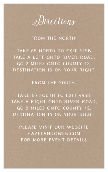 Rustic Party Bat Mitzvah Direction Cards