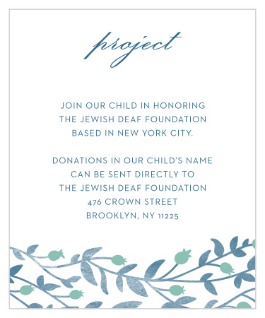 Vintage Vines Bat Mitzvah Project Cards
