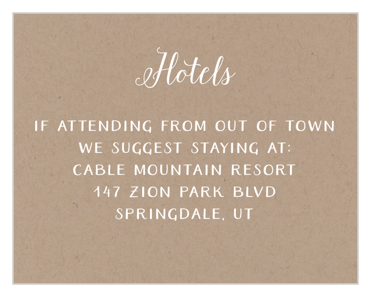 Rustic Party Bat Mitzvah Lodging Cards