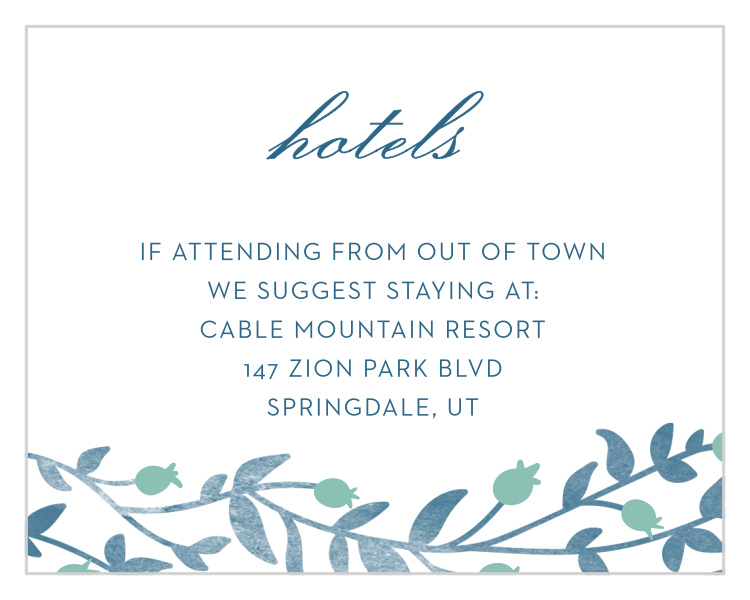 Vintage Vines Bat Mitzvah Lodging Cards