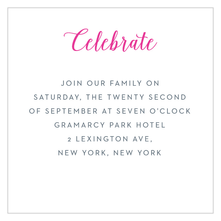 Candy Party Bat Mitzvah Reception Cards