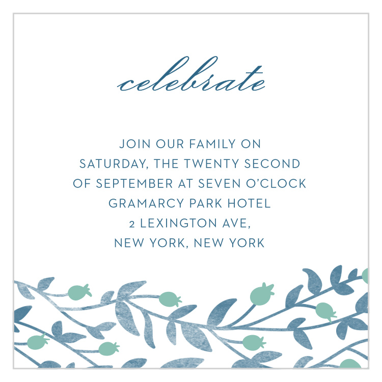 Vintage Vines Bat Mitzvah Reception Cards