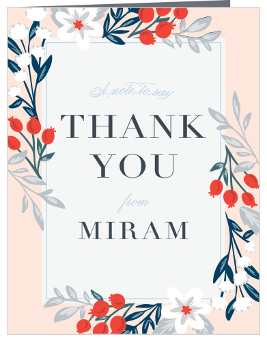 Pomegranate Bouquet Bat Mitzvah Thank You Cards