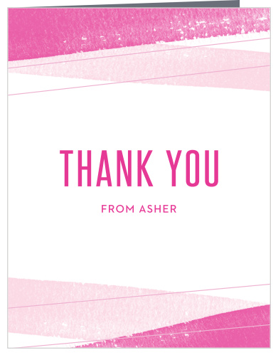 Utilizing the same gorgeous, minimalistic design as the primary invitation, our Watercolor Stripes Bat Mitzvah Thank You Cards are a fantastic way to show your appreciation for your guests. 