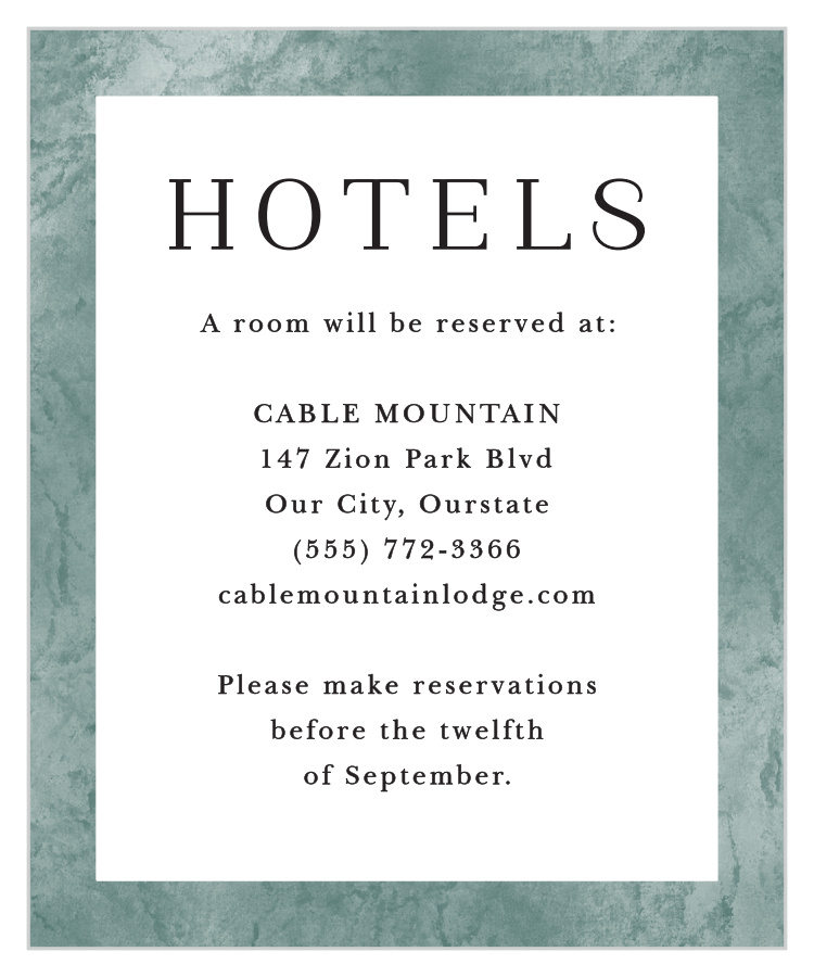 Formal Ticket Accommodation Cards
