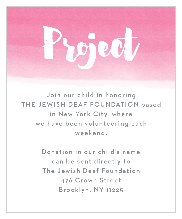 Watercolor Ombre Bat Mitzvah Project Cards