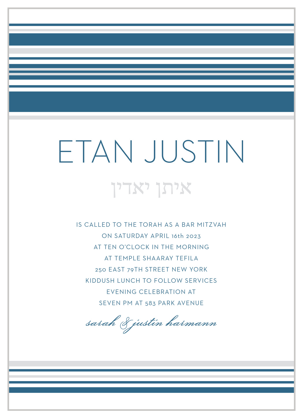 Mod Tallis Bar Mitzvah Invitations