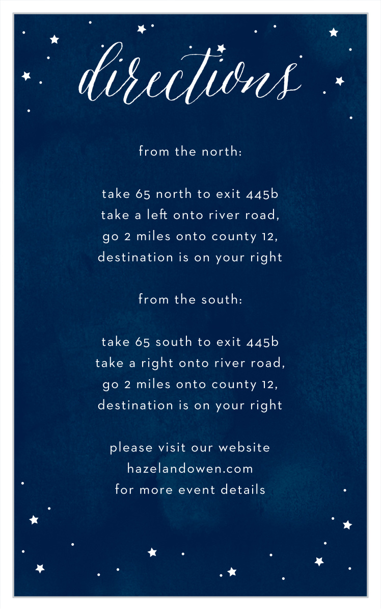 Starry Night Bar Mitzvah Direction Cards