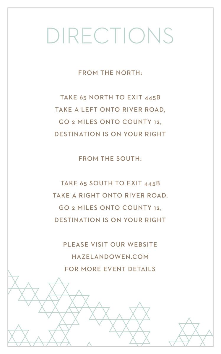 Star Pattern Bar Mitzvah Direction Cards