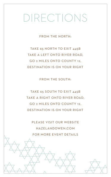 Star Pattern Bar Mitzvah Direction Cards