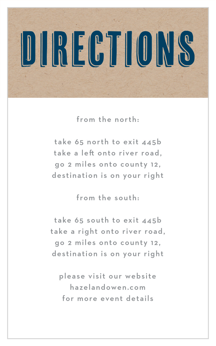 Rustic Kraft Bar Mitzvah Direction Cards
