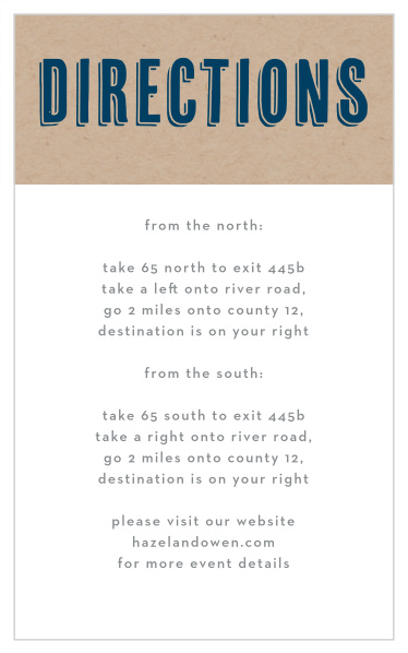 Rustic Kraft Bar Mitzvah Direction Cards