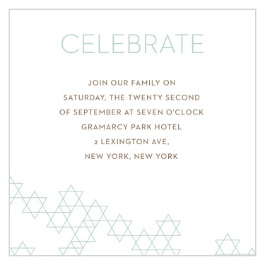 Star Pattern Bar Mitzvah Reception Cards