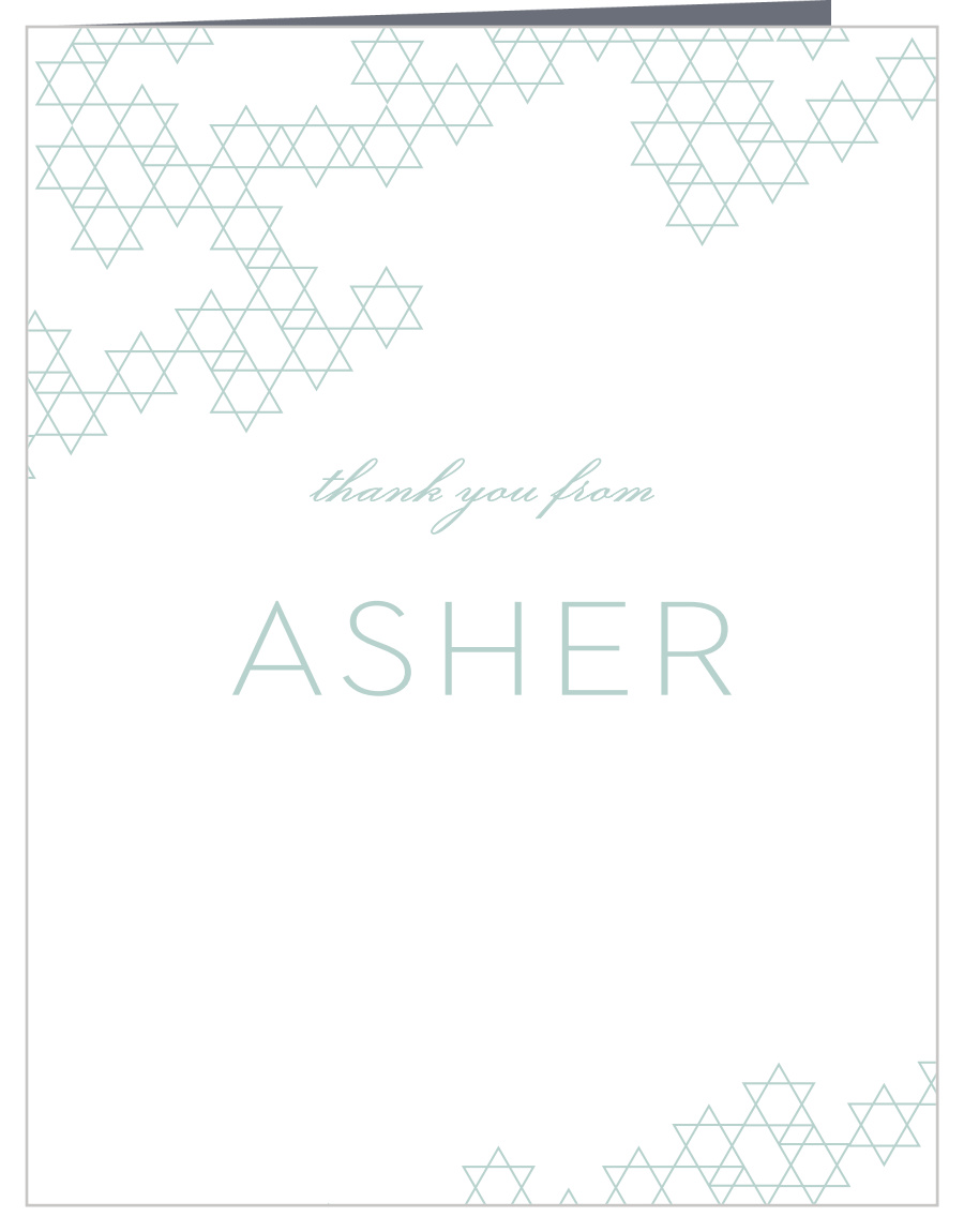 Star Pattern Bar Mitzvah Thank You Cards