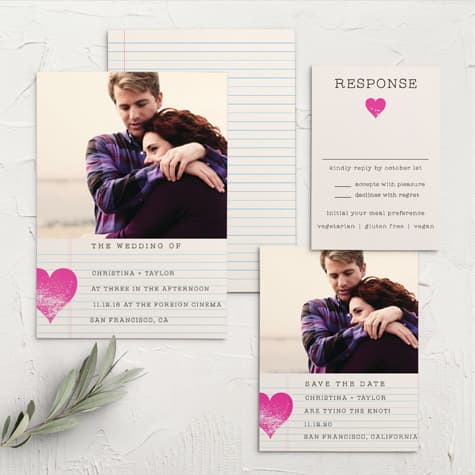Passing Notes Wedding Invitations