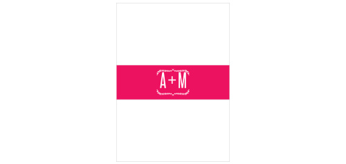 Our Simply Krafty Belly Bands feature a bright, pomegranate-pink background, contrasted wonderfully by your initials in a sheer white and bordered along the top and bottom by interconnected vines