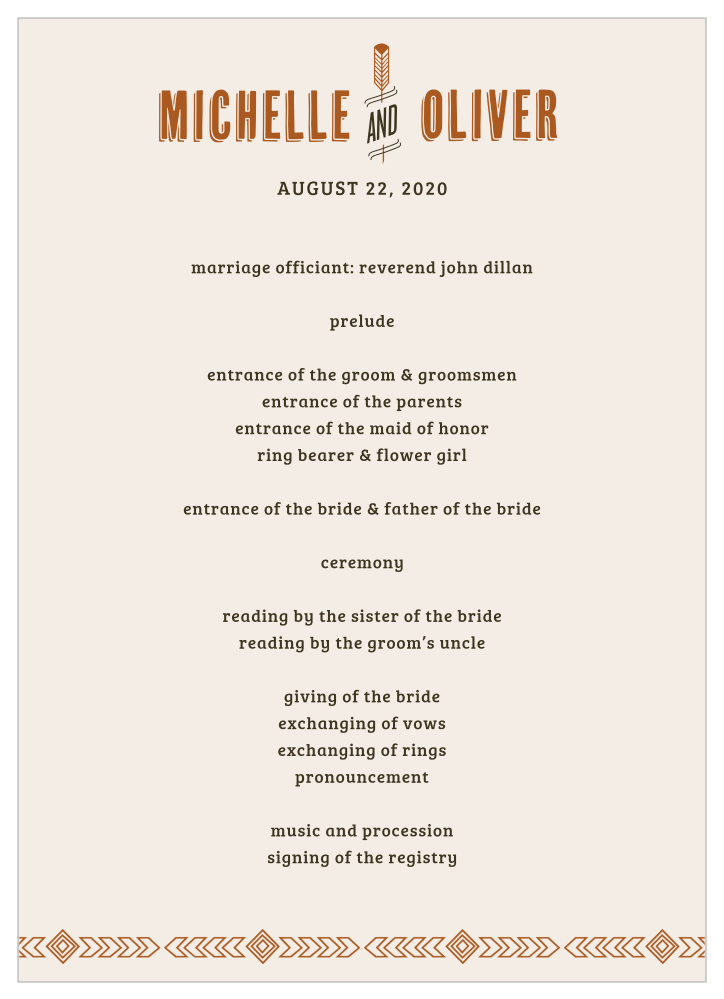 Desert Sky Wedding Programs