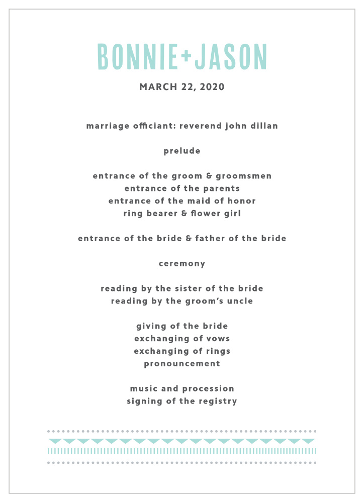 Deco Charm Wedding Programs