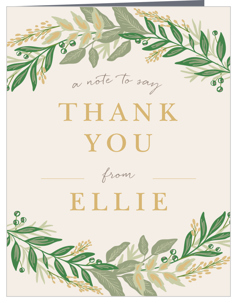 Regal Wreath Foil Bat Mitzvah Thank You Cards