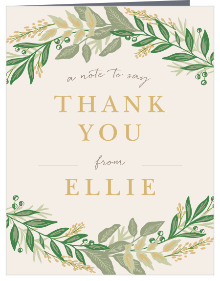 Regal Wreath Foil Bat Mitzvah Thank You Cards