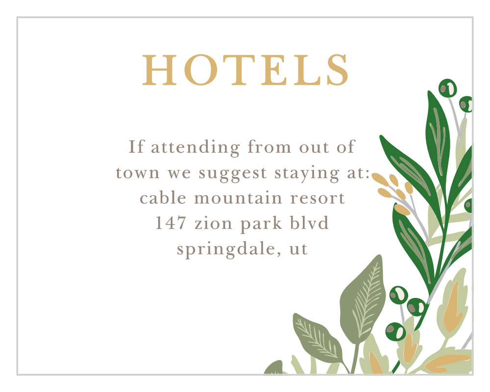 Regal Wreath Foil Bat Mitzvah Lodging Cards