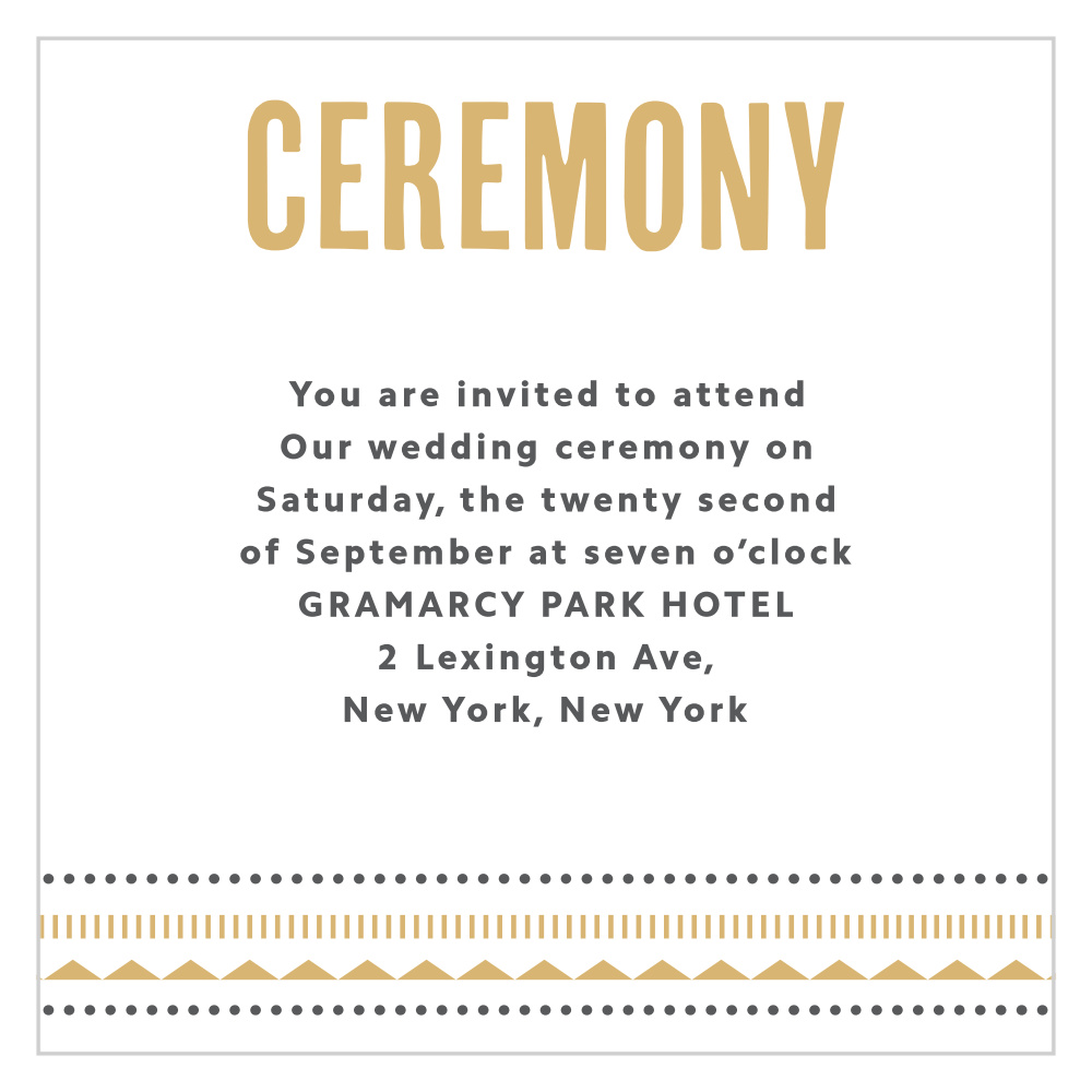 Deco Charm Foil Ceremony Cards
