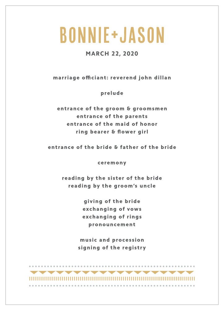Deco Charm Foil Wedding Programs