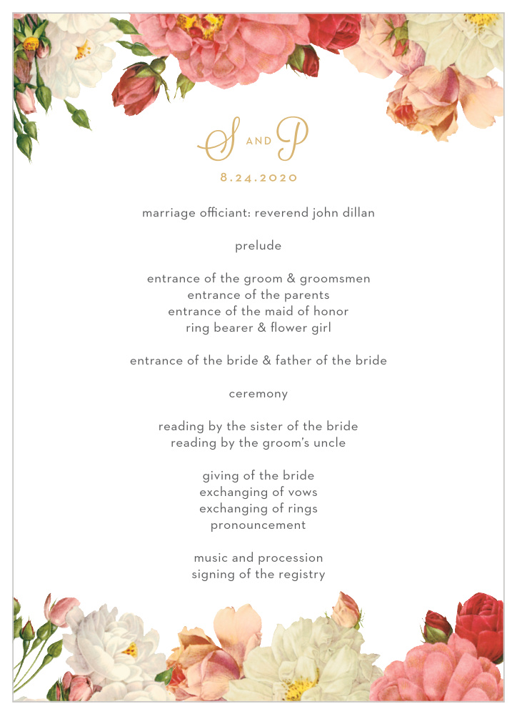 Le Jardinier Foil Wedding Programs