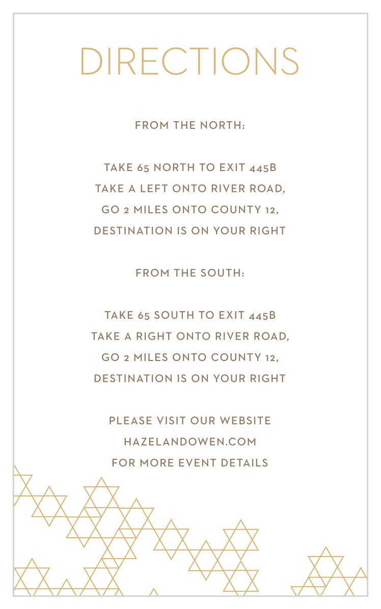 Star Pattern Foil Bar Mitzvah Direction Cards