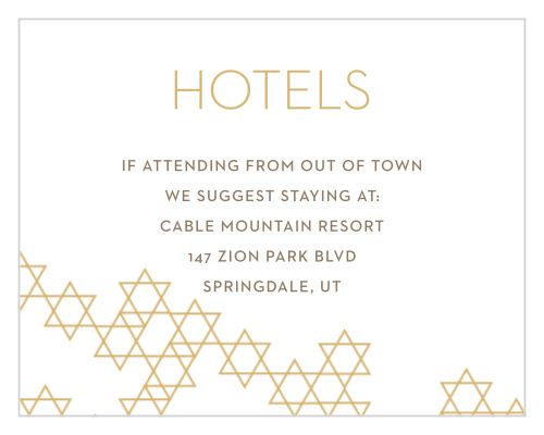 Star Pattern Foil Bar Mitzvah Lodging Cards