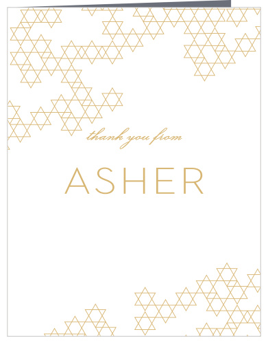 Star Pattern Foil Bar Mitzvah Thank You Cards