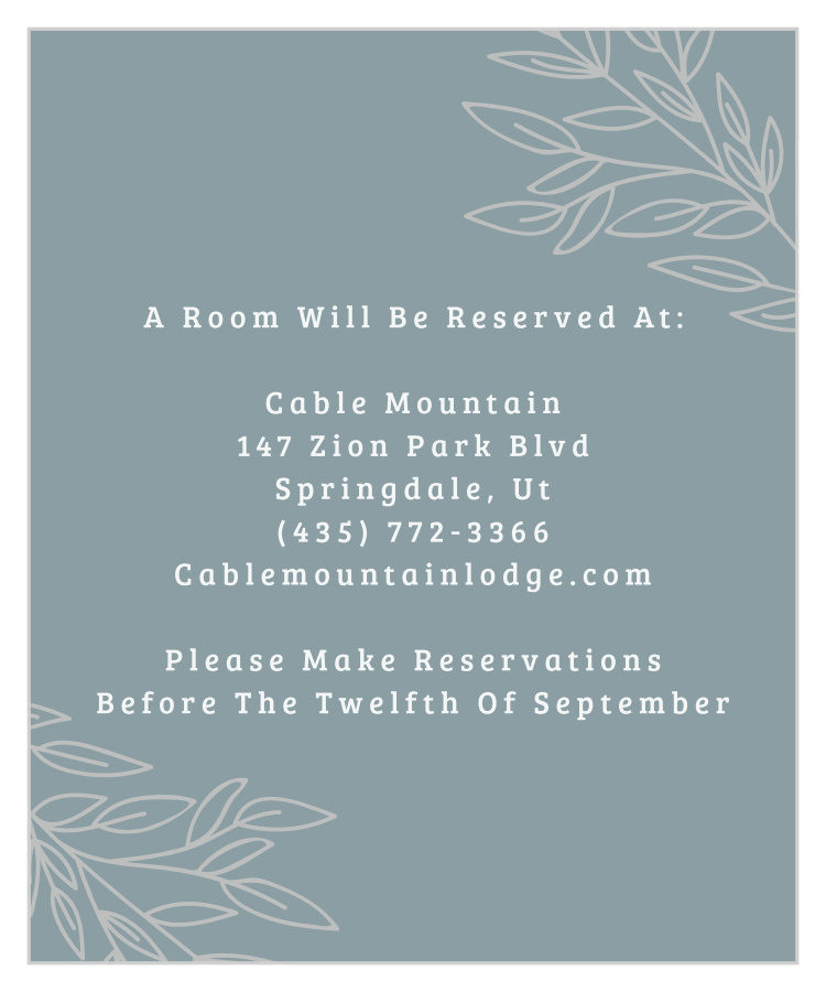 Lakeside Leaves Foil Accommodation Cards