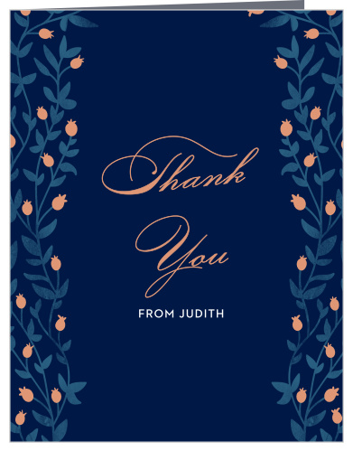 Vintage Vines Foil Bat Mitzvah Thank You Cards