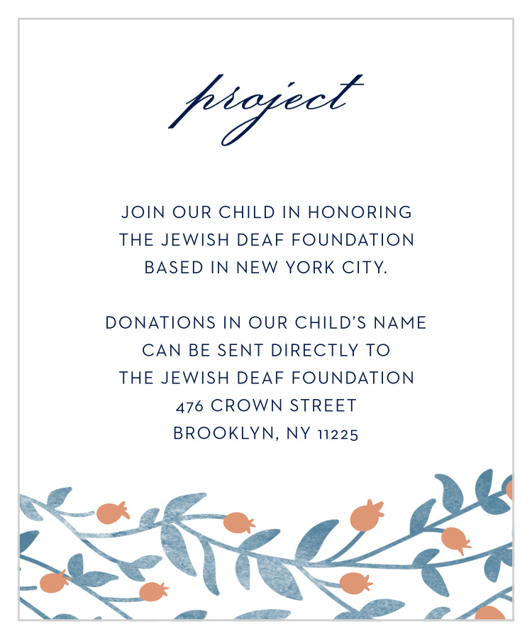 Vintage Vines Foil Bat Mitzvah Project Cards
