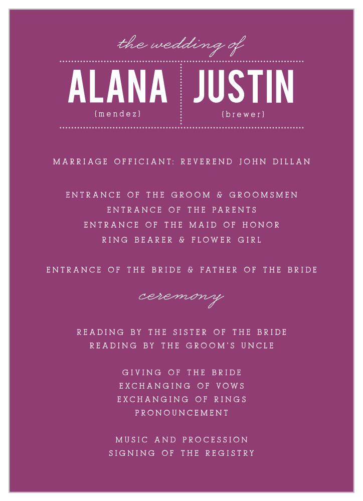 Clean & Classic Wedding Programs