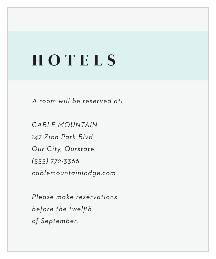 Sheer Stripe Accommodation Cards