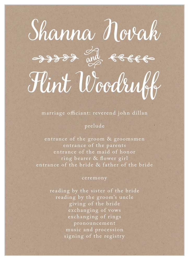 Rustic Country Wedding Programs