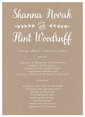 Rustic Country Wedding Programs