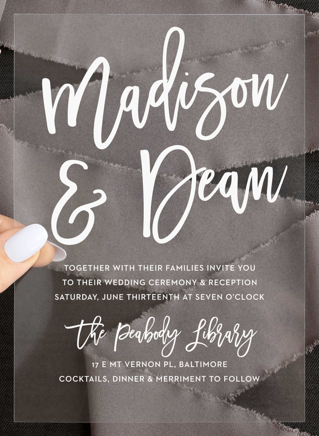 Marker Script Clear Wedding Invitations