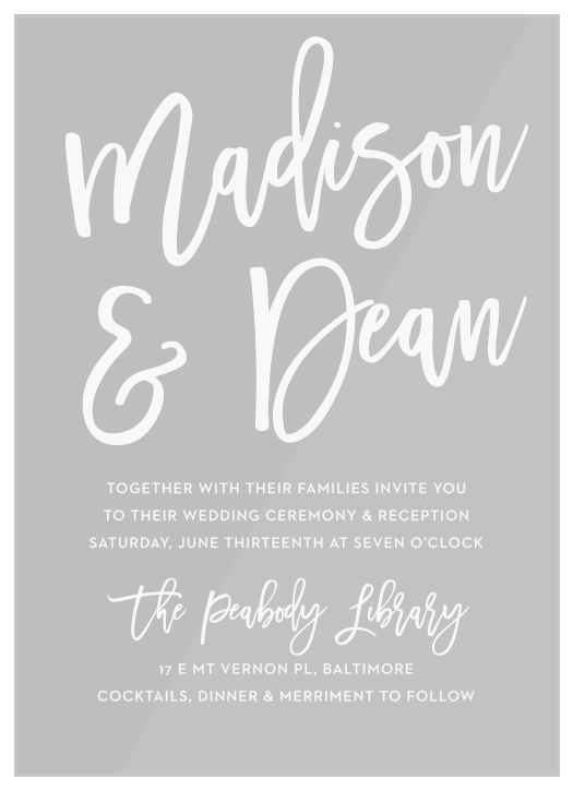 Make an amazing day even better by guaranteeing that the friends and family you need will be there using our Marker Script Clear Wedding Invitations.