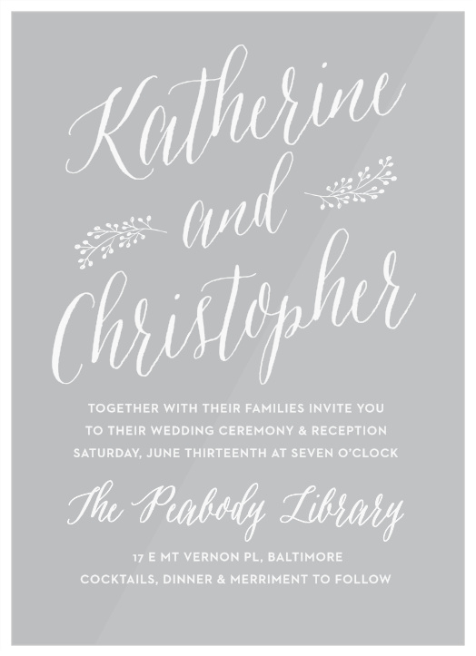 Floral Calligraphy Clear Wedding Invitations