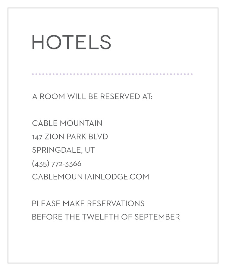 Union Bliss Accommodation Cards