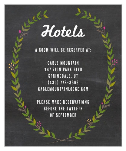 Chalkboard Wreath Accommodation Cards