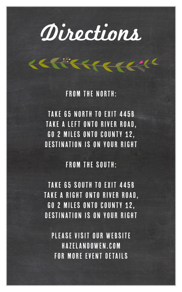 Chalkboard Wreath Direction Cards