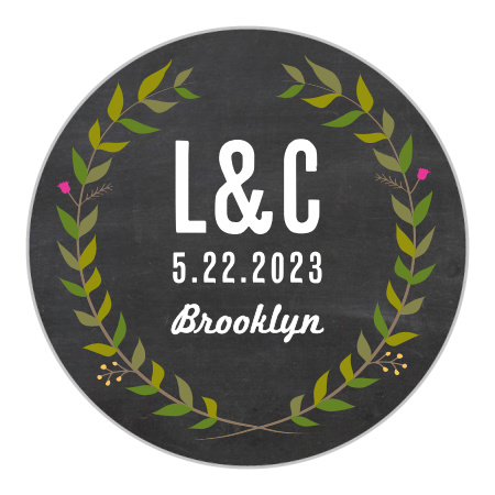 Chalkboard Wreath Wedding Stickers