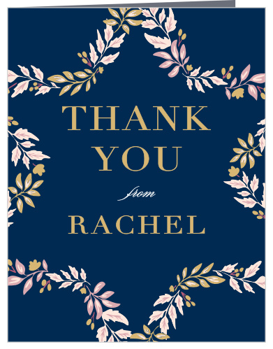 Floral Star Foil Bat Mitzvah Thank You Cards